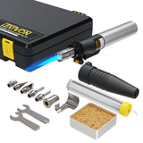 LEXIVON Butane Soldering Iron Multi-Purpose Kit | Cordless Self-Igniting Adjustable Flame 7-Tip Set | Pro Grade 125-Watt Equivalent (LX-770)