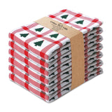 Urban Villa Christmas Kitchen Towels Christmas Tree Print Premium Quality 100% Cotton Dish Towels Mitered Corners Ultra Soft (Size: 20X30 Inches) Highly Absorbent Bar Towels & Tea Towels - (Set of 6)