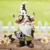 Garden Gnomes Statue Farm Cow Gnome Figurine, Outdoor Animal Decor for Yard