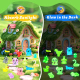 Meediock 150 Pcs Mini Resin Animals Variety Pack Tiny Animals Miniature Figures Luminous Figurines for Dollhouse Micro Landscape Aquarium Potted Fairy Garden DIY Decor