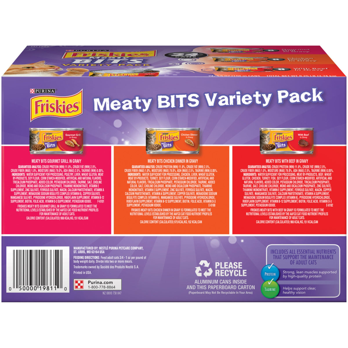 Friskies Purina Meaty Bits Cat Food Variety Pack, 24 Pack 5.5 oz Cans