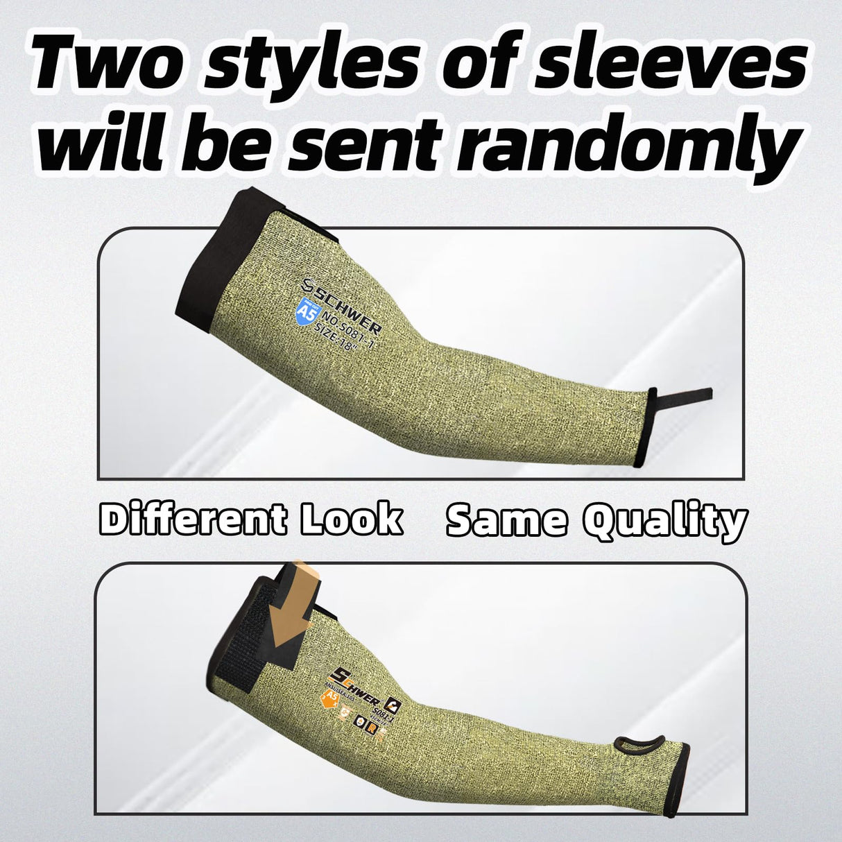 Schwer 2 Pairs CORE Arm Protection Sleeves S081, ANSI A5 Cut Resistant Sleeves with Thumbhole, Flame Resistant Welding Sleeve for Work Kitchen, Farmer Sleeve for Gardening Arm Guards