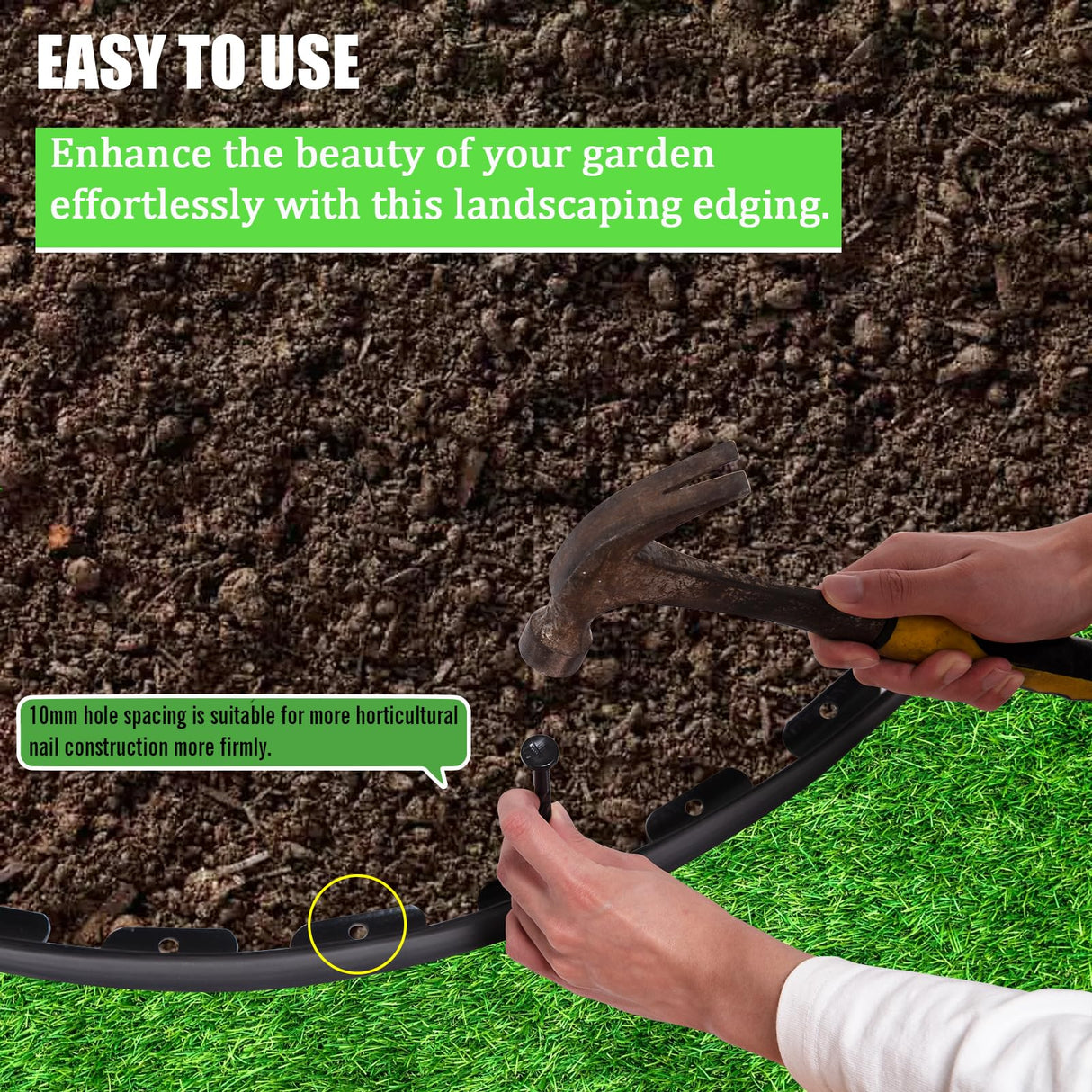 Landscape Edging 2.5 Inch Tall 100 FT, Black Edging for Landscaping with 5Pcs connectors and 120 Pcs Anchoring Spikes for Garden Flower Beds Yard Lawn