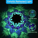 SAVENNA Mosaic Solar Gazing Ball 10 Inch, Glass Garden Globe with Auto On/Off for Yard, Lawn & Outdoor Decor, Blue Mosaic