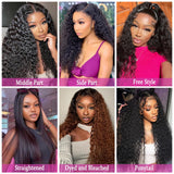 28 Inch 13X6 Deep Wave Lace Front Wigs Human Hair Pre Plucked 200% Density HD Lace Frontal Wigs for Women Curly Human Hair Wig Wet And Wavy HD Lace Front Wigs Pre Plucked