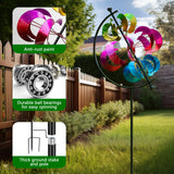 Large Metal Wind Spinner for Garden and Yard – 63 Inch Kinetic Outdoor Sculpture with Dual Direction 360° Spinning Blades – Weather Resistant Moons Yard Art Decor for Patio, Lawn, and Porch
