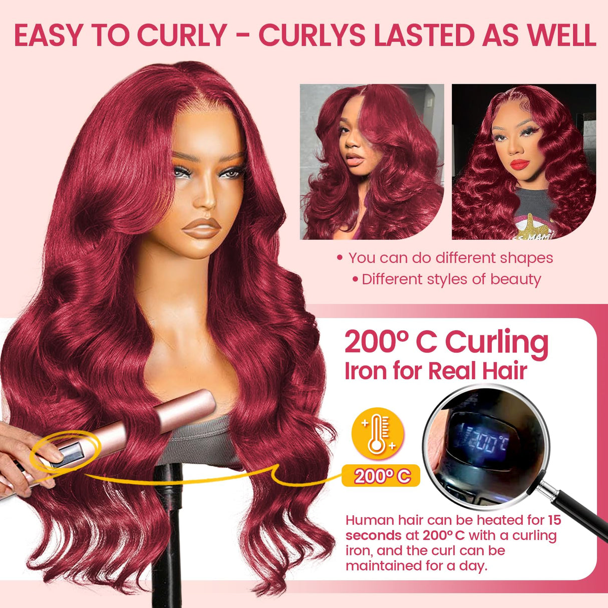 30 Inch 99J Burgundy Lace Front Wigs Human Hair 13x6 Body Wave Lace Front Wigs Human Hair Pre Plucked 200 Density Glueless HD Transparent Full Lace Frontal Wigs Human Hair Red Wigs With Baby Hair