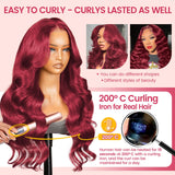 30 Inch 99J Burgundy Lace Front Wigs Human Hair 13x6 Body Wave Lace Front Wigs Human Hair Pre Plucked 200 Density Glueless HD Transparent Full Lace Frontal Wigs Human Hair Red Wigs With Baby Hair