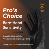 DEX FIT Level 5 Cut Resistant Gloves Cru553, 3D-Comfort Stretchy Fit, Power Grip, Professional Grade, Thin, Touch-Screen Compatible, Durable, Machine Washable; Black Grey XL (10) 12 Pairs