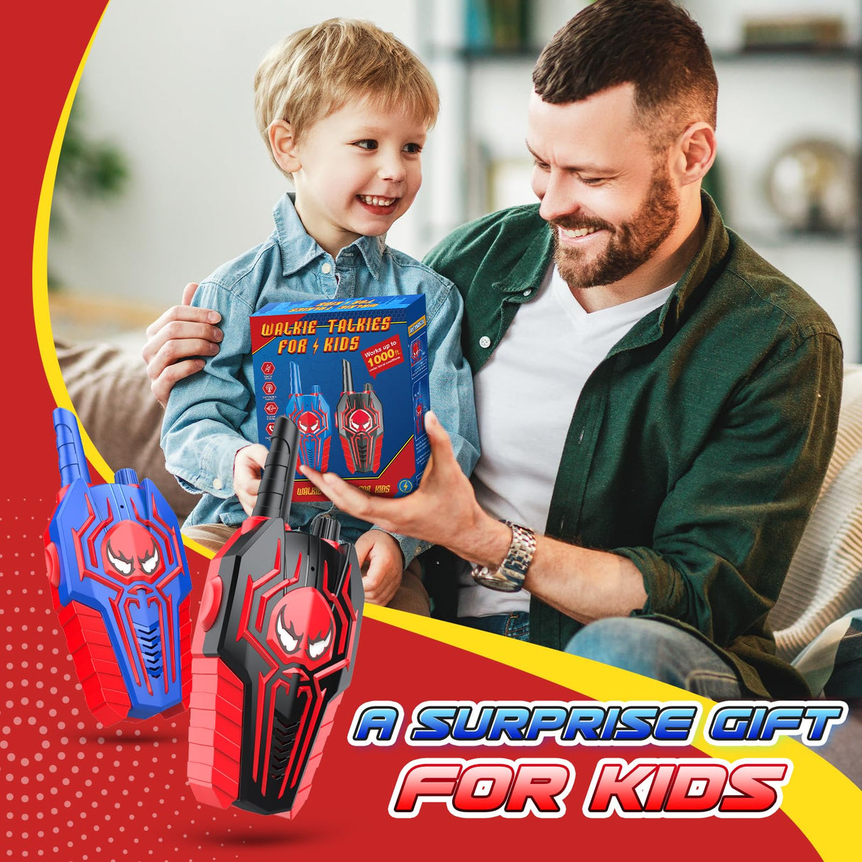 Cool Walkie Talkies for Boys Kids: Gifts Toys for 3 4 5 6 7 8 Year Old Boys Ages 5-7 Kids Walkie Talkies 2 Pack Outdoor Hiking Toy Age 3-8 Year Old Boy Girl Christmas Birthday Gifts Stocking Stuffers