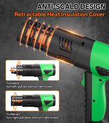 COMTO Heat Gun 1800W Fast Heating 122℉-1202℉ Heavy Duty Hot Air Gun Variable Temperature Control Overheat Protection 2 Speed Air Flow with 4 Nozzles for Crafts, Shrinking Tubing, Vinyl Wrap (SG-1004)