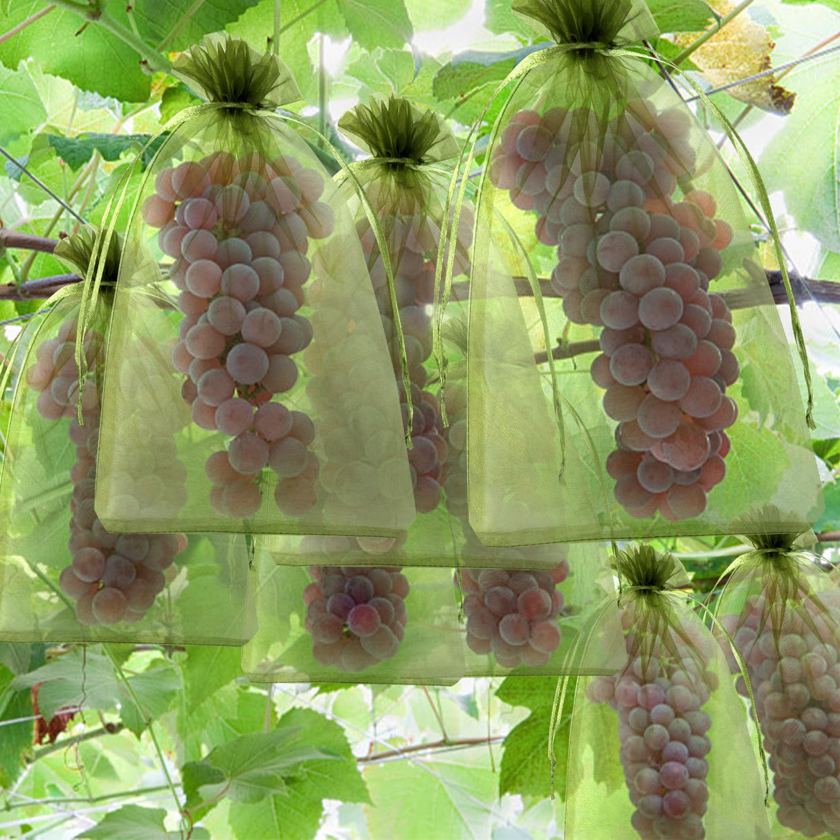 Unves Fruit Protection Bags, 12" x 16" Fruit Tree Netting Mesh Bag, 50 Pcs