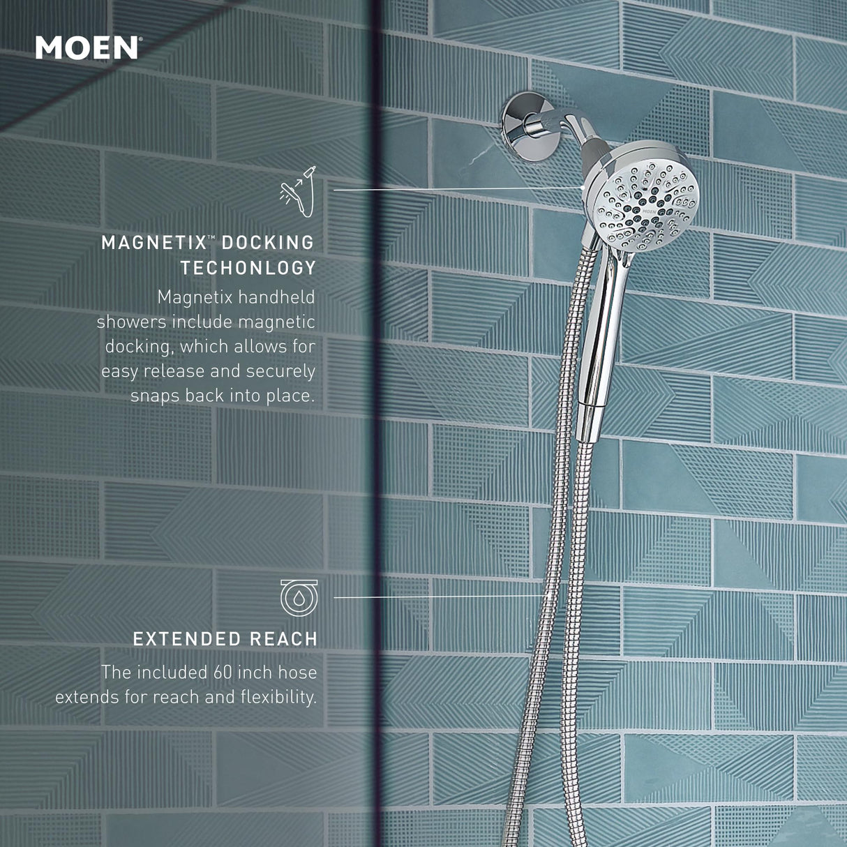 Moen Engage Magnetix Shower Head with Handheld Sprayer, 6 Spray Functions, Spot Resist Brushed Nickel, 26100EPSRN
