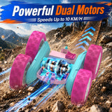 Hamdol Pink Remote Control Car for Girls, 360° Flipping Stunt Car with LED Headlights, Rechargeable 4WD Electric Toy Vehicle, Princess Gift for 6 7 8 9 10 11 Year Old Girls, Birthday & Christmas Toy