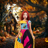 DVDGSC Halloween Sally Costume for Girls: Sally Dress Red Wig Bag - Cosplay Dress Up for Kids - Halloween Christmas Party Outfit (M)