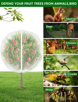 VITI Large Fruit Trees Netting Zipper - 2Pcs 10X10 FT with Drawstring Bird-Proof,Durable Mesh Covers for Blueberry,Apple,Pear,Peach,Orange Trees&Tomato Plants Bug Insect Protection Cover (2,10X10 FT)