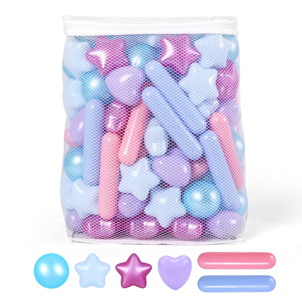 STARBOLO Ball Pit Balls - Pack of 150pcs Crush Proof Plastic Children's Toy Balls Mermaid Ocean Balls for Birthday Party Christmas Water Toy Indoor Outdoor(4 Shapes)