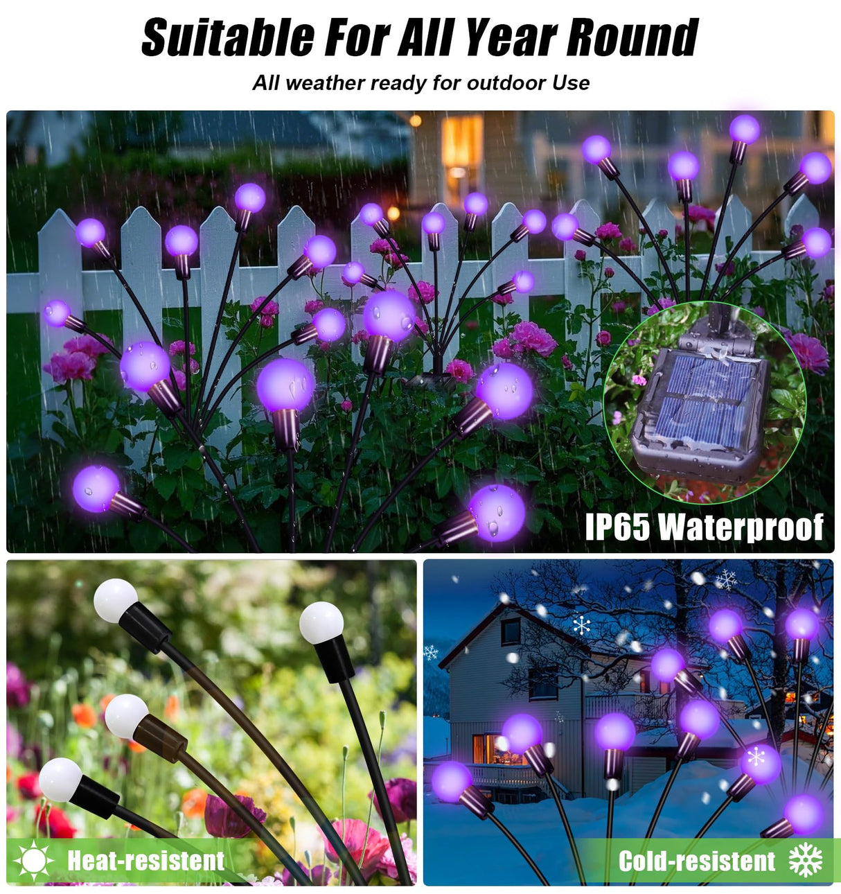 NBQQ Solar Garden Lights Outdoor, Waterproof Solar Powered Lights for Yard Pathway Patio, Swaying Lawn Decor as Gardening Gifts for Women Holiday (Purple, 2 Pack)