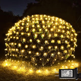 300LED Net Lights, 14.8ft x 5ft 8 Modes Connectable Christmas Outdoor String Mesh Lights, Waterproof Decorative Fairy Light Plug in for Xmas Tree Bushes Holiday Garden Wedding Party - Warm White