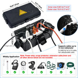 Hrensaw Medium Outdoor Electrical Box(10.6x5.5x4.5inch),Weatherproof Connection Box w/6 Cable Entry,IP54 Waterproof Extension Cord Cover Protect Power Strip,Timer,Plug,Holiday Lights,Black