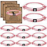 Tondiamo 12 Set Football Basketball Softball Baseball Volleyball Team Gifts Braided Christian Cross Bracelet for Men Women(Baseball)