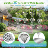 Superlong Bird Deterrents for Outside, 12 Discs Stainless Steel 3D Wind Spinners Garden Decor, 4 Sets Reflective Bird Scare Devices to Keep Woodpeckers, Pigeons Away from Patio, Balcony, Porch, Deck