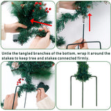 GUOOU Set of 2 Pathway Christmas Tree Urn Filler, Lighted Artificial Mini Xmas Trees with Lights, Outdoor Christmas Decorations for Porch, Driveway, Yard (5 Pine Cones)