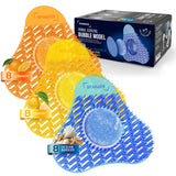 Urinal Screen Deodorizer 24 Pack - Urinal Cakes Fresh 3D Wave Anti-Splash Odor Protection Mats for Toilets in Bathroom Office Stadiums Schools - Includes Free Gloves, 8pcs Blue, Yellow, Orange