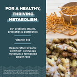 Ancient Nutrition Regenerative Organic Certified Probiotics for Metabolism Support, Healthy Digestion and Immune System Function Support, 50 Billion CFUs* Per Serving, 60 Count