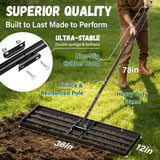 36X12 Lawn Leveling Rake,Lawn Leveler with 78" Long Handle