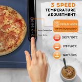 VTAR Rollable Electric Food Warming Mat | 3-Temp Buffet Tray Warmer for Parties | Even Heating, Portable Silicone Design, Auto Shut Off & Child Lock- Blue