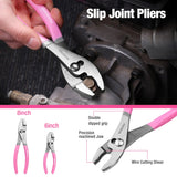 WORKPRO 7-piece Pliers Set with Groove Joint, Long Nose, Slip Joint, Linesman, and Diagonal Pliers for DIY & Home Use - Pink Ribbon