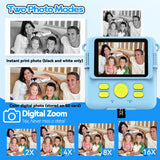 Instant Print Camera for Kids with 3 Rolls of Printer Paper, 1080P Toddler Digital Camera Toys for Age 3-12 with 32GB SD Card, Christmas & Birthday Gifts for 3 4 5 6 7 8 Year Old Girls & Boys (Blue)
