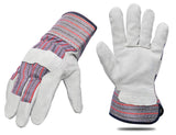 G & F Products Cowhide Leather Work Gloves with Suede Finish Palm rubberized safety cuff, 5 Pairs