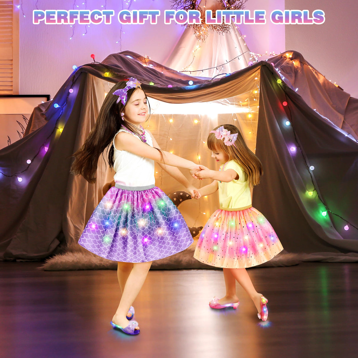 Princess Dress Up for Girls, Toddler Toys for Ages 3-8, 3 PCS Light Up Toddler Dress Up Clothes with Accessories, Kids Toys for 3 4 5 6 7 8 years Girl Christmas Halloween Birthday Gift