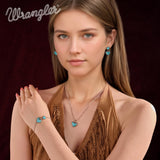 Wrangler Heart Charms Link Bracelet, 14K Gold Turquoise Jewelry for Women