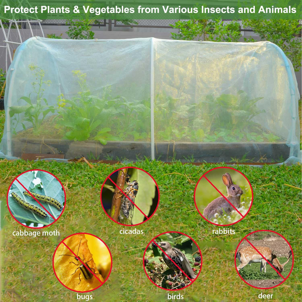 KLEWEE 10 x 50 FT Garden Mesh Netting, Ultra Fine Mesh Plant Netting Covers
