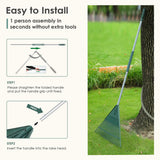 ORIENTOOLS 69" Adjustable Leaf Rake with 5-Section Handle, 26-Tine Durable Plastic Head, Dual-Use Design Converts to Leaf Scoops, Lightweight Yard Rake for Lawns, Grass, Shrubs & Garden (Foldable)