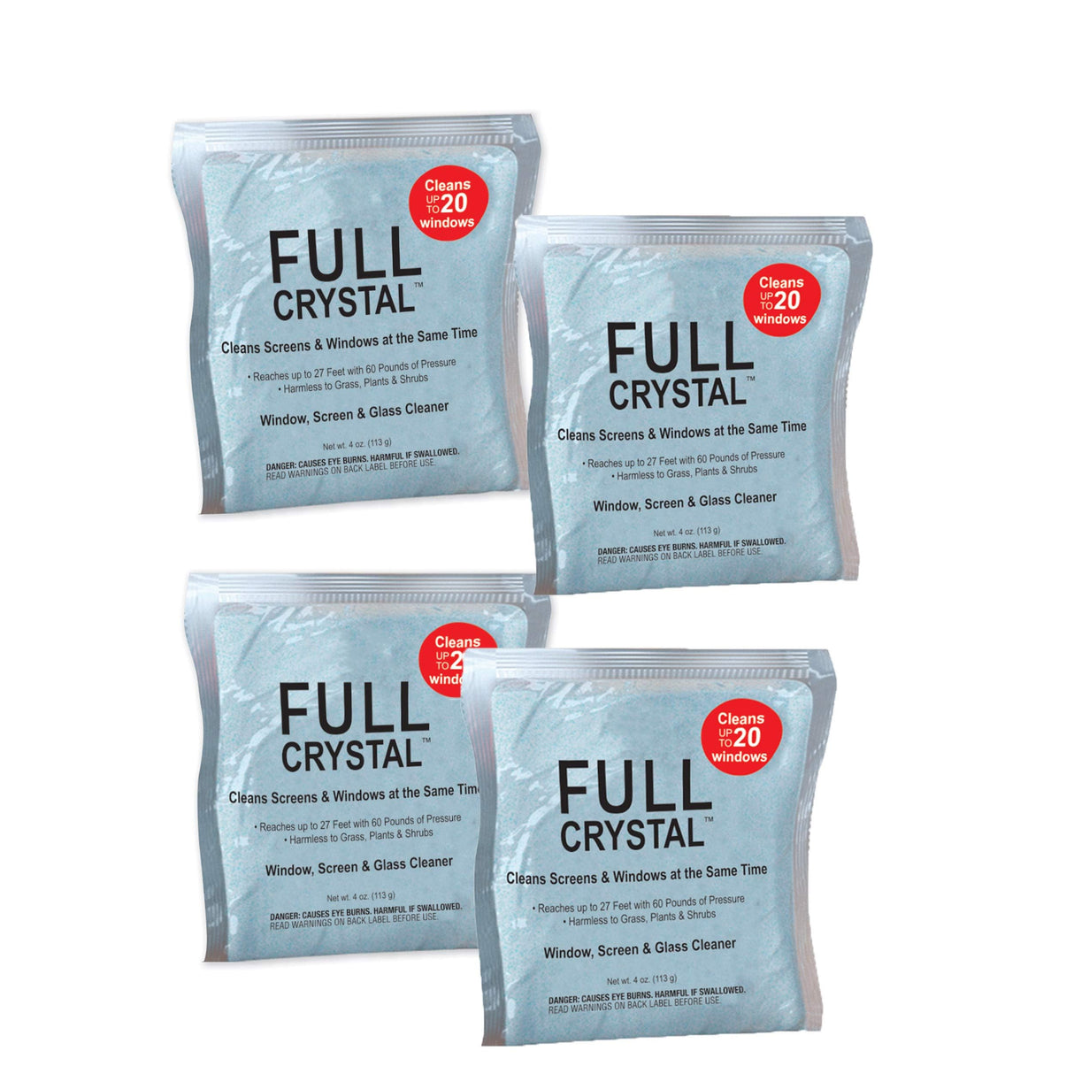 Full Crystal Refill Kit - 1 lb. Bag of Crystal Powder Exterior Window Cleaner for Glass and Screens - Cleans Up to 80 Windows - Shipped Product Packaging May Vary