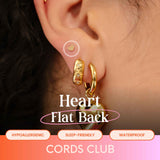 Cords Club Heart Flat Back Stud- Hypoallergenic Titanium Women's Earring