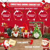 MAGIMUSE Christmas Crochet Kit for Beginners, Crochet Starter Kits for Adults Amigurumi Craft Knitting Crochet Animals Kits with Step-by-Step Video Tutorials, 3 Pack Gnome (40%+ Yarn)