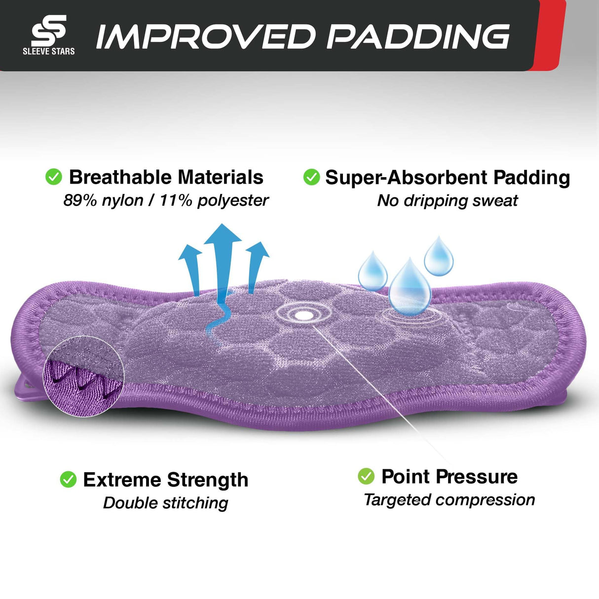 Sleeve Stars Tennis Elbow Brace for Men & Women, Tendonitis Elbow Brace & Strap Golfers Elbow Brace Counterforce Band for Tendon Pain Relief & Support for Forearm w/ 3 Straps Fits 9-23" (Single) (1, Light Purple, One Size)