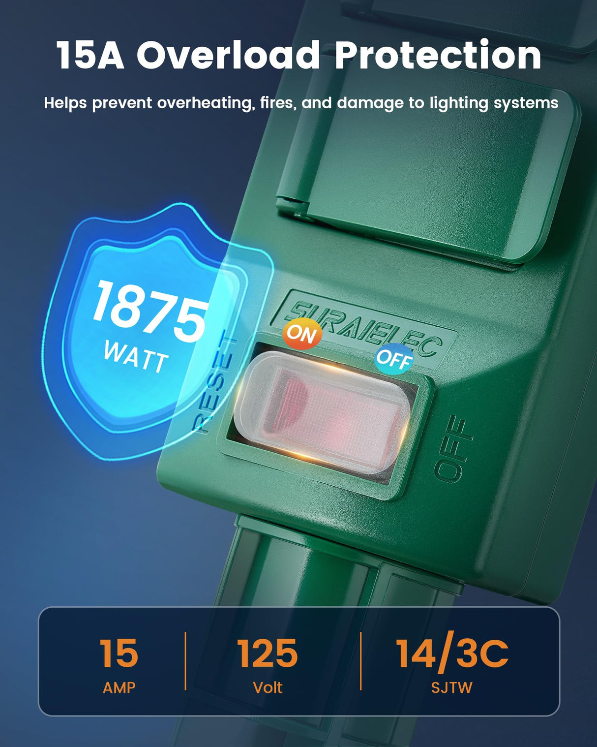 SURAIELEC Outdoor Power Stake Timer Waterproof, 100FT Wireless Remote Control, Dusk to Dawn Timer, 6 Grounded Plug Outlets, 6FT Extension Cord, for Christmas Lights, Garden, Patio Lights