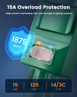 SURAIELEC Outdoor Power Stake Timer Waterproof, 100FT Wireless Remote Control, Dusk to Dawn Timer, 6 Grounded Plug Outlets, 6FT Extension Cord, for Christmas Lights, Garden, Patio Lights