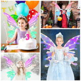 Kardeep Electric Fairy Wings for Girls, Moving Butterfly Wings with LED Lights and Music, light up fairy wings for Dogs for Birthday Halloween Christmas and Party Cosplay Dress Up Attire