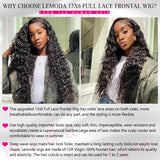 Lemoda 13x6 Full Lace Frontal Wig Human Hair 28 inch 200% Density 12A Virgin 13x6 Deep Wave Frontal Wigs Human Hair HD Transparent Lace Wig Deep Wave Lace Front Wig Human Hair Water Wave Wigs