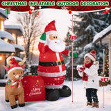 GIFTFIND 7Ft Christmas Inflatable Santa Clau Built-in LED Lights, Outdoor Decoration Santa with Reindeer and Christmas Ball Blow Ups, Holiday Xmas Inflatables Decor for Lawn Yard Garden Outhouse Party