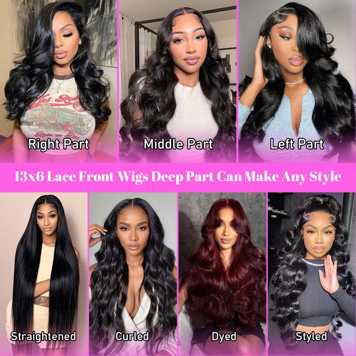 Kebetter 30 Inch 13x6 Lace Front Wigs Human Hair Pre Plucked 200% Density Body Wave HD Lace Front Wigs Human Hair with Baby Hair Natural Black Glueless 13x6 Full Frontal Wig For Women