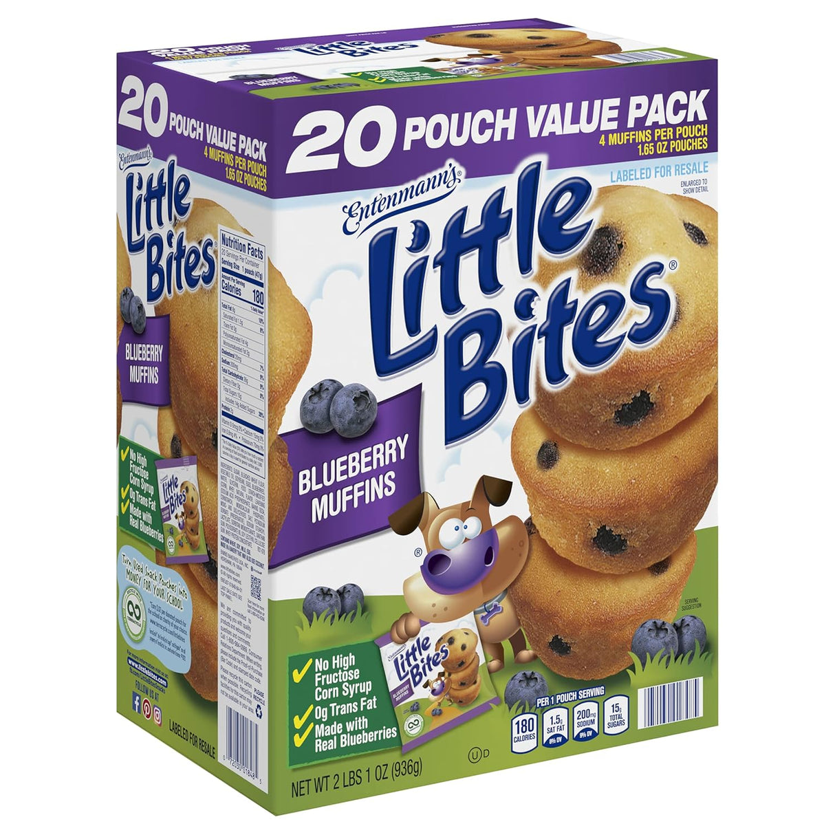 Entenmann's - (4 pack) Little Bites Assorted Muffins, 80 individual packs, (20 ct each), Mini Muffins, 138 oz Variety Pack – (20) Chocolate Chip, (20) Fudge, (20) Blueberry, (20) Party Cake