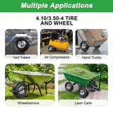 LTNICER 4.10/3.50-4 Tire Wheels Flat Free 10" Heavy Duty Solid Flat-Free Replacement Tire with 5/8 Axle Compatible with Gorilla Carts, Wheelbarrow, Dolly, Hand Truck (2-Pack)